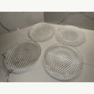 Set of 4 Vetropuro Turkish Bubble Pebble Ice Glass Dalad Dessert Plate EUC